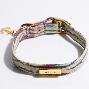 Leather Dog Collar by Hound Collection with Gold Bar Logo